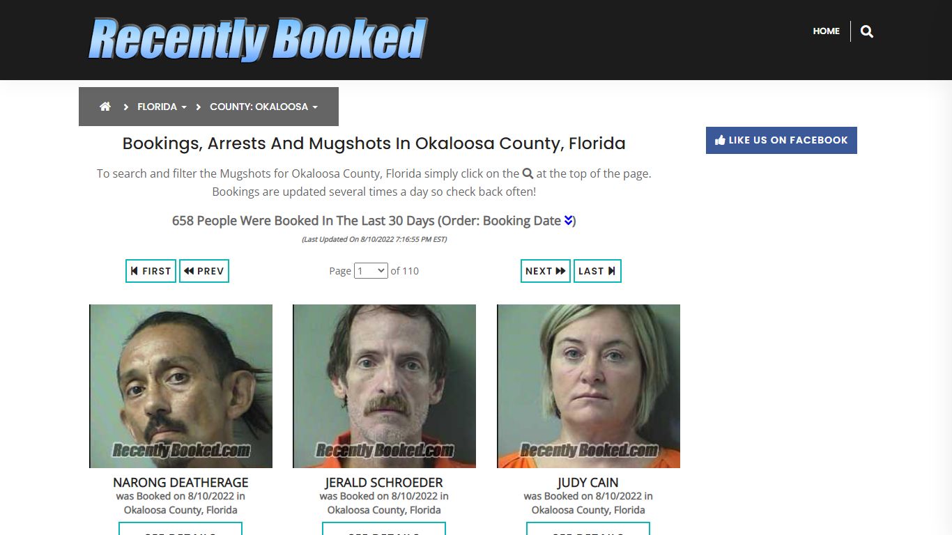 Bookings, Arrests and Mugshots in Okaloosa County, Florida